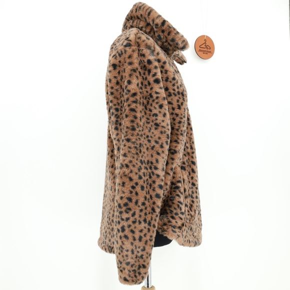 ABERCROMBIE & FITCH Quarter Zip‎ Sherpa Sweatshirt Animal Print Cozy Medium - Picture 2 of 6
